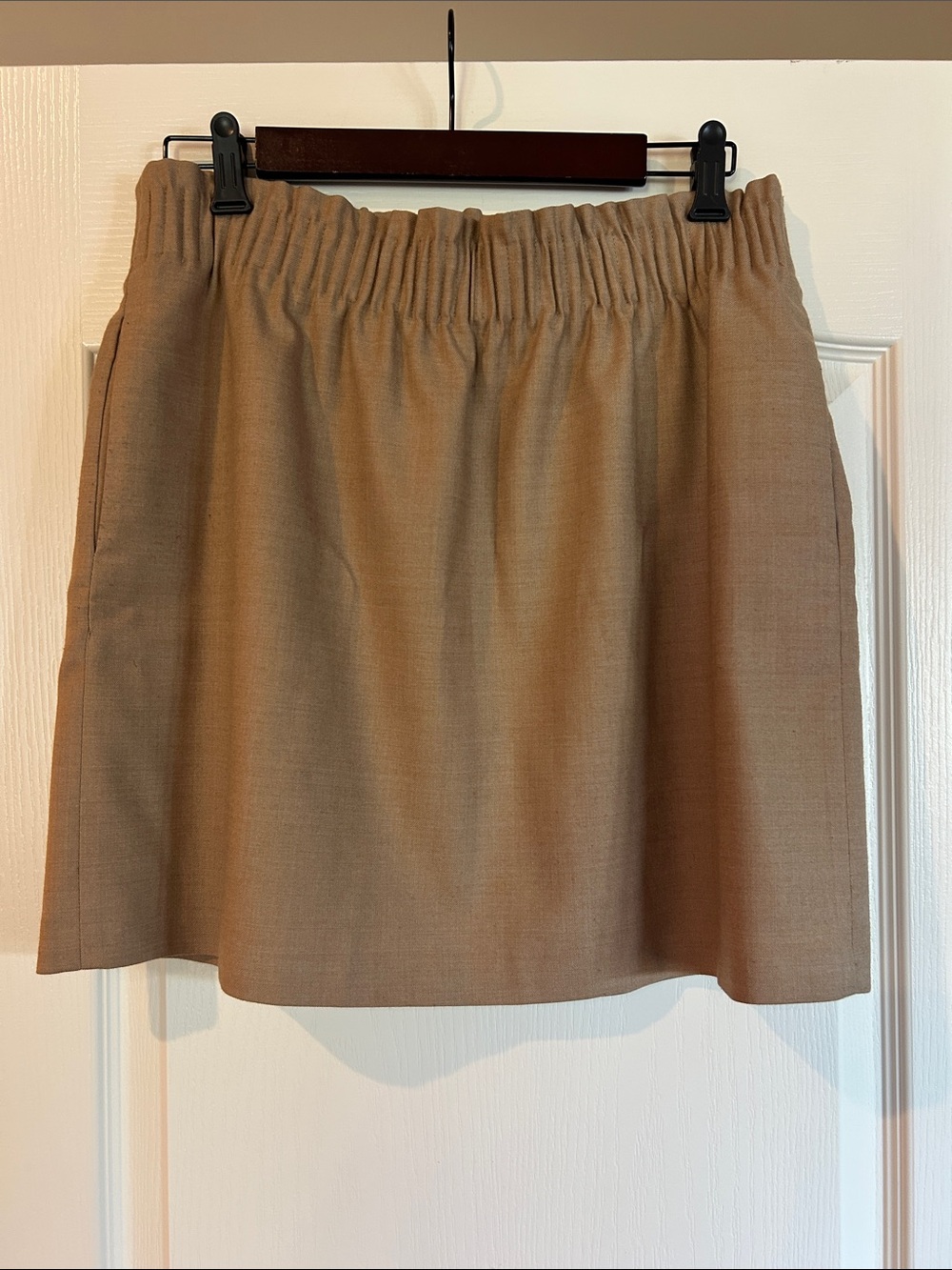 J. Crew Casual Elastic-Waist Mini Skirt in Tan